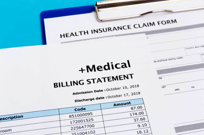 Medical bill and health insurance claim form